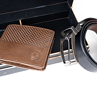Combo Leather Wallet & Reversible Belt