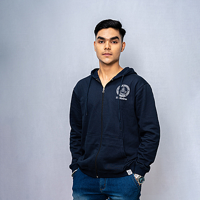 Hoodie - Navy Blue with ZIP
