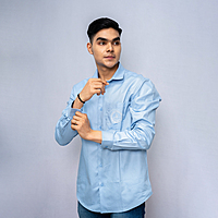 Cotton Shirt Full Sleeves - Blue