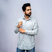 Cotton Shirt Full Sleeves - Grey