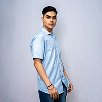 Cotton Shirt Half Sleeves - Blue