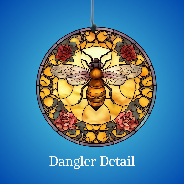 Beautiful Buzz: Stained Glass Bee Wind Spinner with Personalized Chimes Beautiful Buzz: Stained Glass Bee Wind Spinner with Personalized Chimes