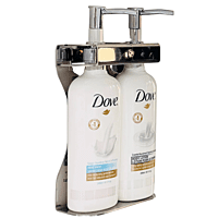 Dove Dispenser Bracket, Double Fixture Polished Stainless Steel Dove Dispenser Bracket, Double Fixture Polished Stainless Steel