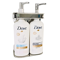 Dove Dispenser Bracket, Double Fixture Polished Stainless Steel Dove Dispenser Bracket, Double Fixture Polished Stainless Steel