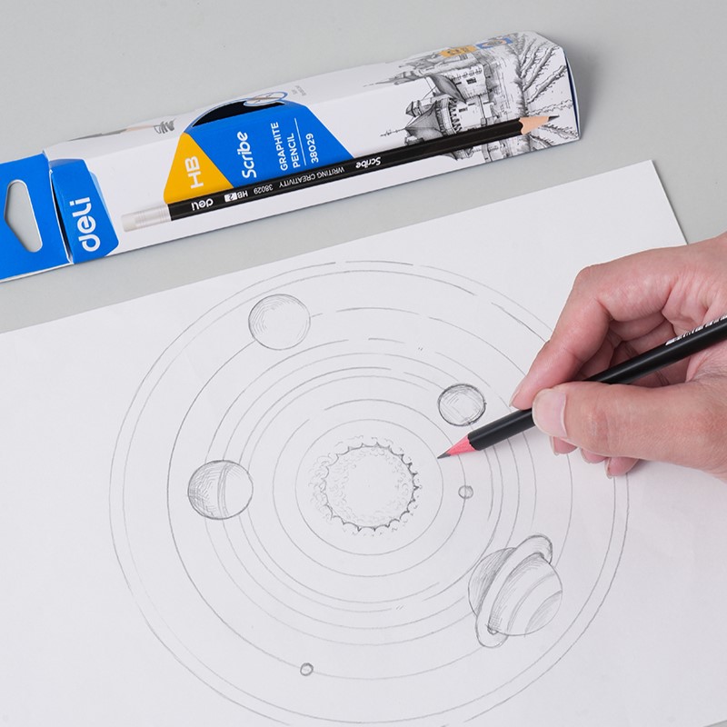 DELI SCRIBE E38029 HB PENCILS WITH RUBBER-TIP DELI SCRIBE E38029 HB PENCILS WITH RUBBER-TIP