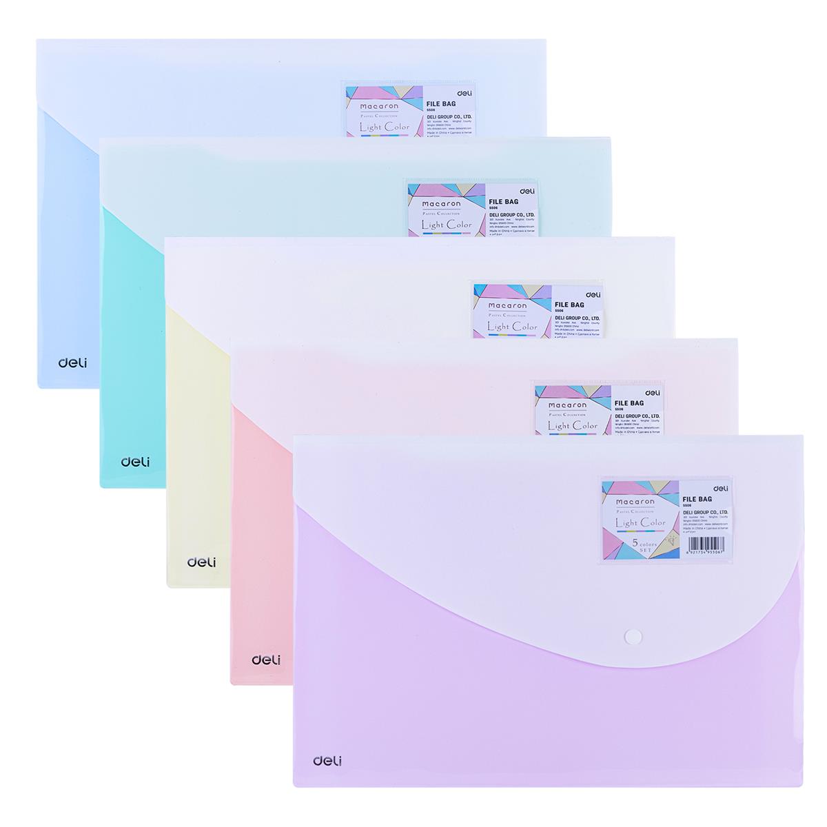 DELI 5506 FC FILE BAG ASST COLORS Pack of 10pcs DELI 5506 FC FILE BAG ASST COLORS Pack of 10pcs