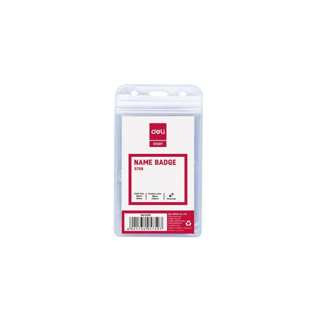 DELI E5759 NAME BADGE VERT.W/ZIP LOCK