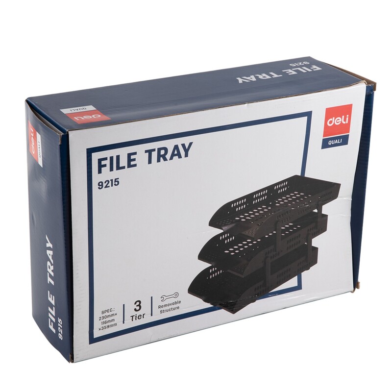 DELI E9215 PLASTIC EXEC TRAY 3TIER GREY