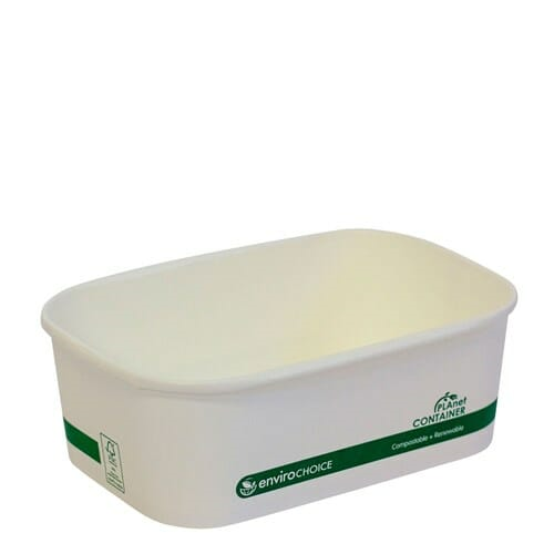 Rectangular Container Paperboard PLA Lined White 750ml Pack 50