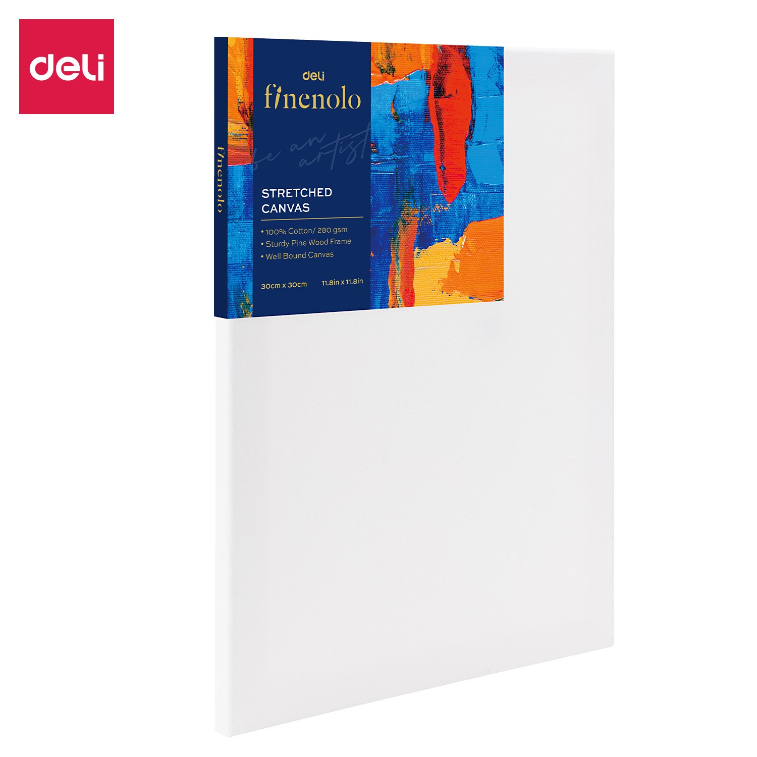 DELI C279-6 STRETCHED CANVAS 280GSM 30x30cm WHT