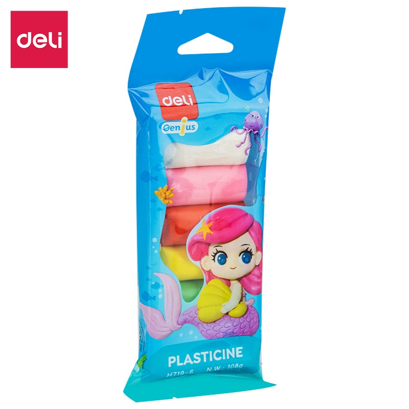 DELI #H719-6 PLASTICINE 6 COLORS 108G