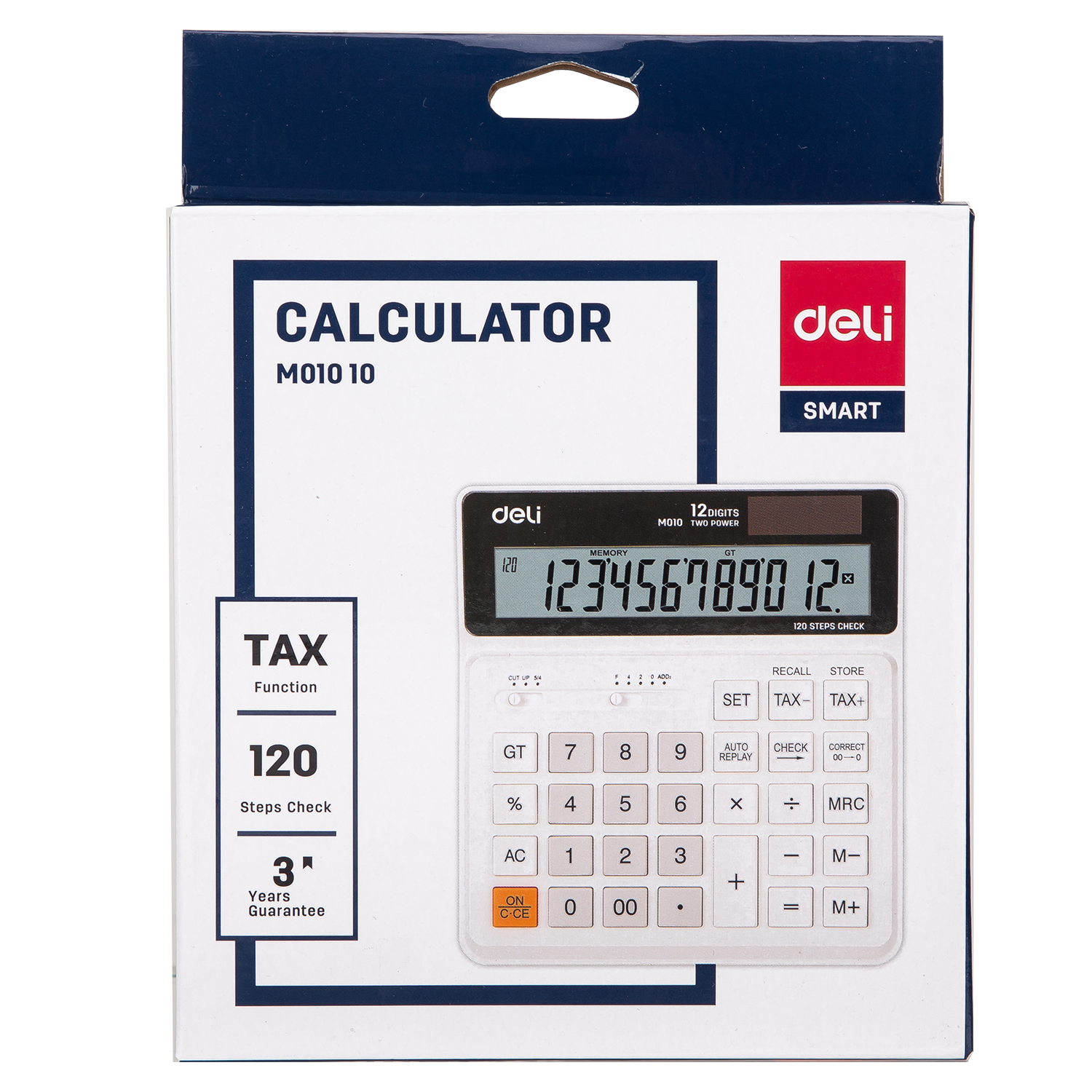 DELI M010 SMARTTAX CALC 120CHK 12DIG WHT DELI M010 SMARTTAX CALC 120CHK 12DIG WHT