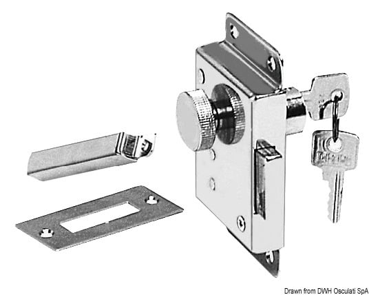 Chromed brass lock right 20 mm