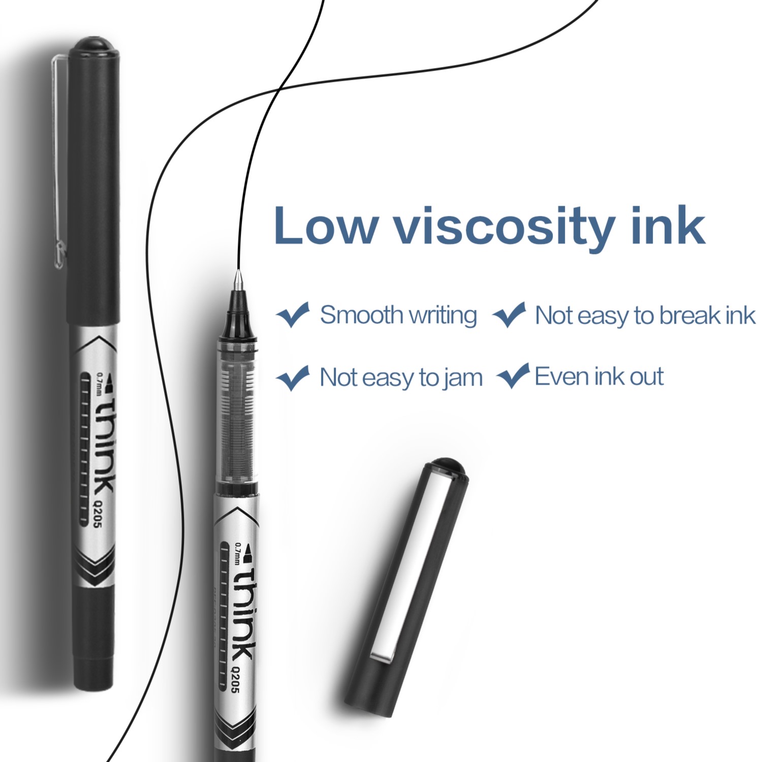 DELI Q20520 THINK ROLLER PEN 0.7MM BLACK DELI Q20520 THINK ROLLER PEN 0.7MM BLACK