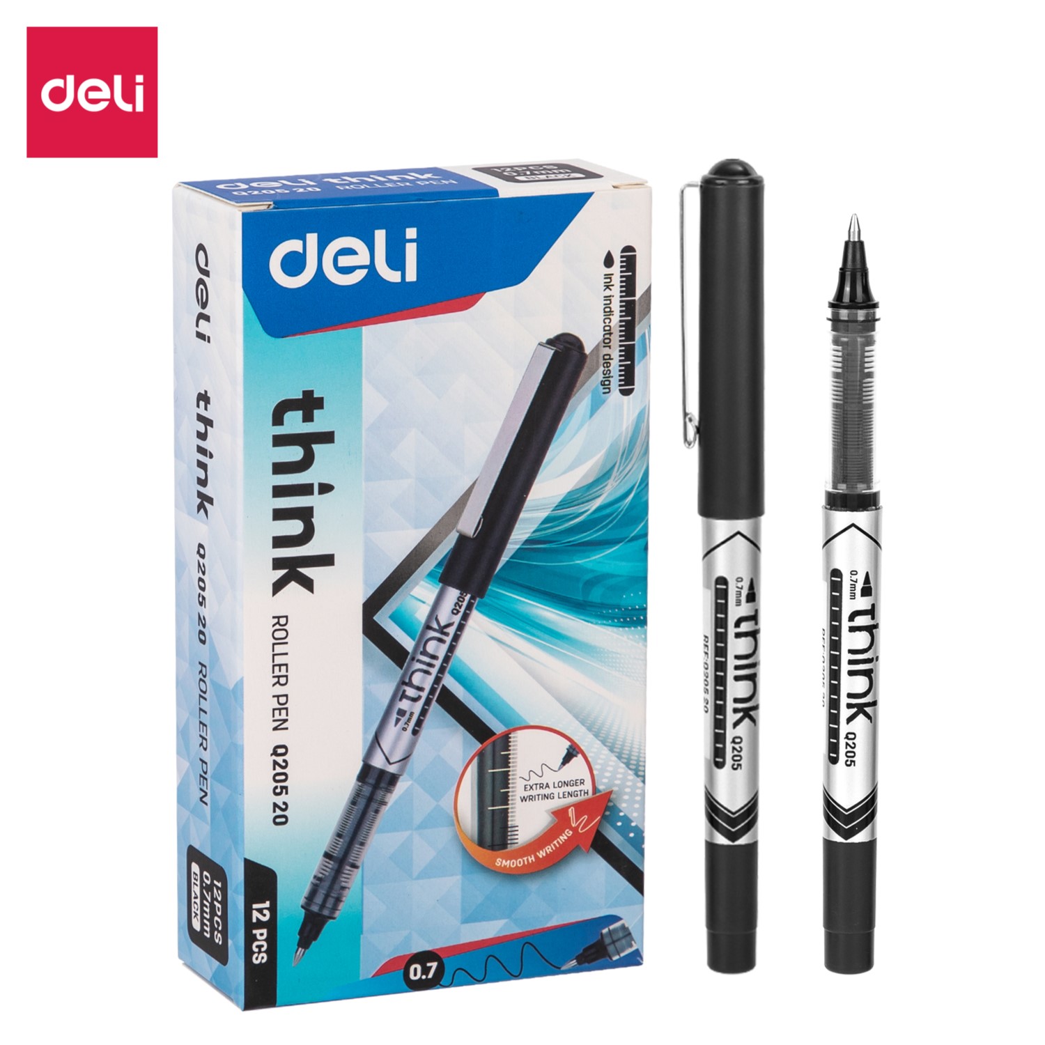DELI Q20520 THINK ROLLER PEN 0.7MM BLACK DELI Q20520 THINK ROLLER PEN 0.7MM BLACK
