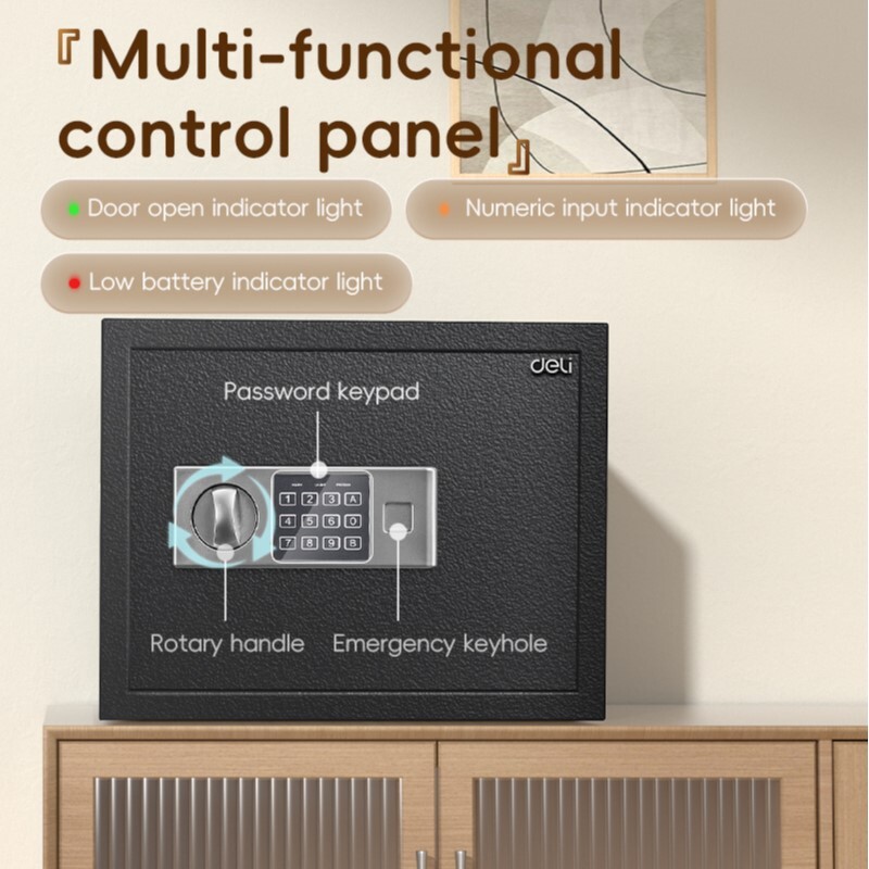 DELI ET523 DIGITAL SAFE + KEY - H30xW38xD30cm DELI ET523 DIGITAL SAFE + KEY - H30xW38xD30cm
