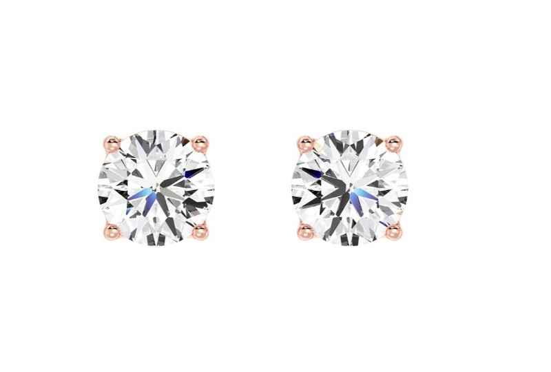 Solitaire Round Earstuds