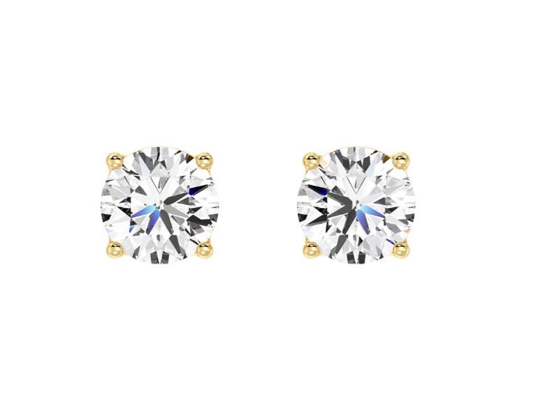 Solitaire Round Earstuds