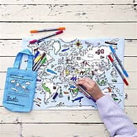 EatSleepDoodle World Map (Animals & Sealife) Placemat To Go - Colour-In & Learn