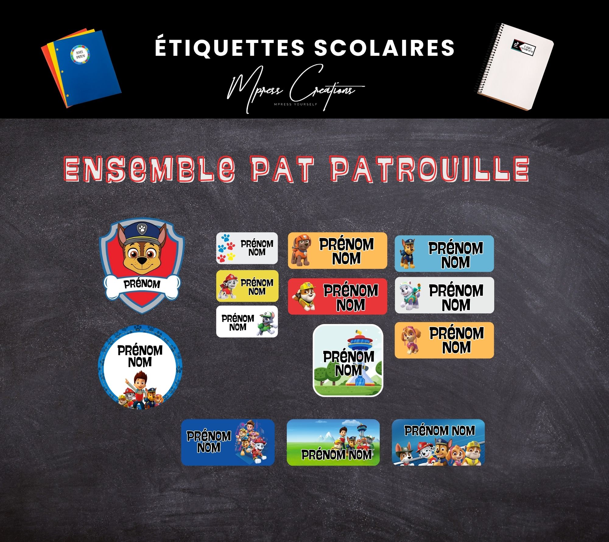 Étiquettes thématique Pat Patrouille