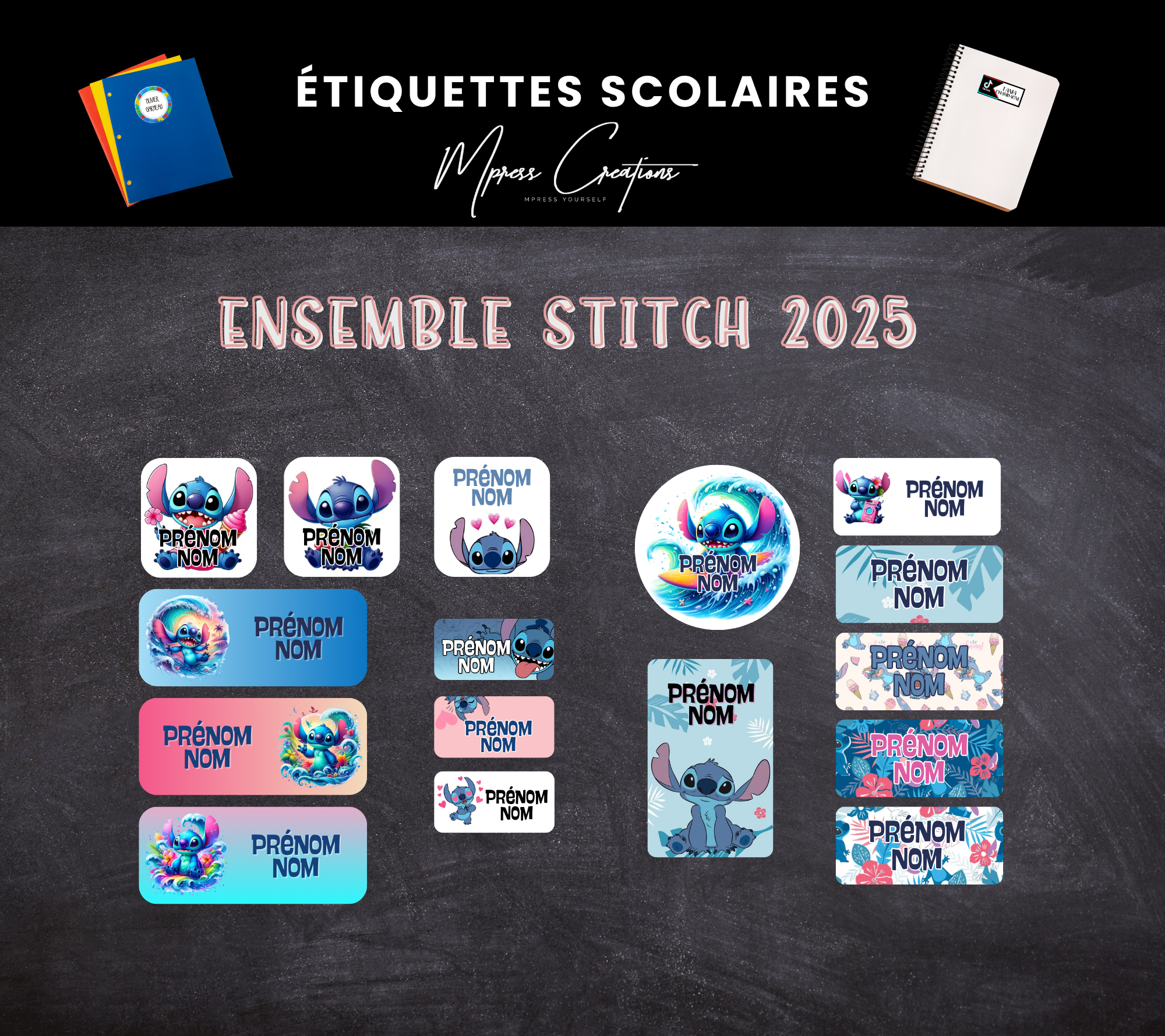 Étiquettes thématique Stitch 2025