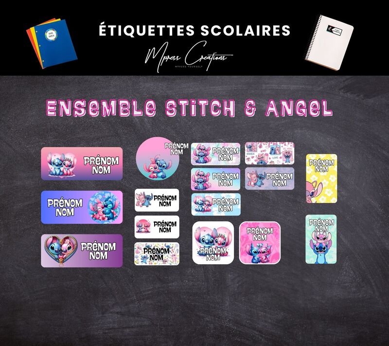Étiquettes thématique Stitch & Angel Étiquettes thématique Stitch & Angel