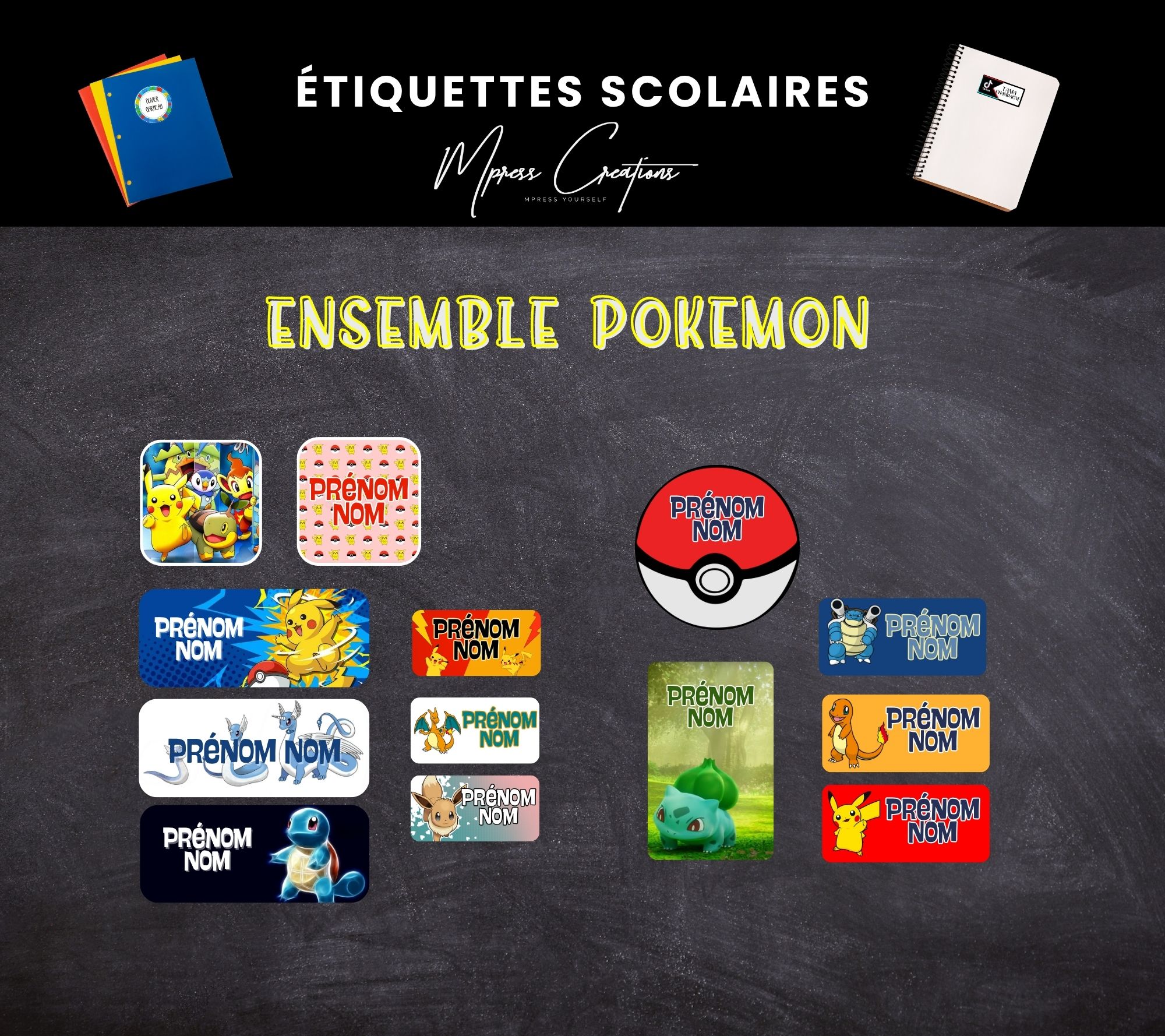 Étiquettes thématique Pokemon