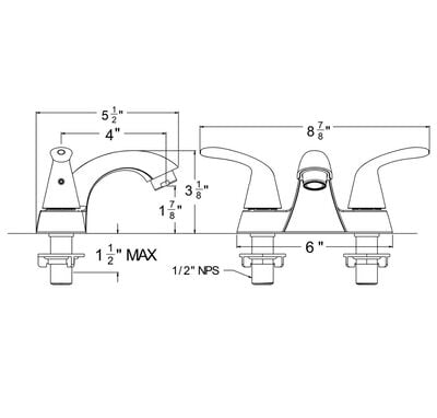 Faucet 4" Center Set Bathroom - Satin Nickel Faucet 4" Center Set Bathroom - Satin Nickel