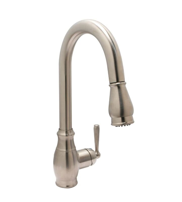Faucet Classic Gooseneck Kitchen Faucet w/ Pull-Down Sprayer - Satin Nickel Faucet Classic Gooseneck Kitchen Faucet w/ Pull-Down Sprayer - Satin Nickel