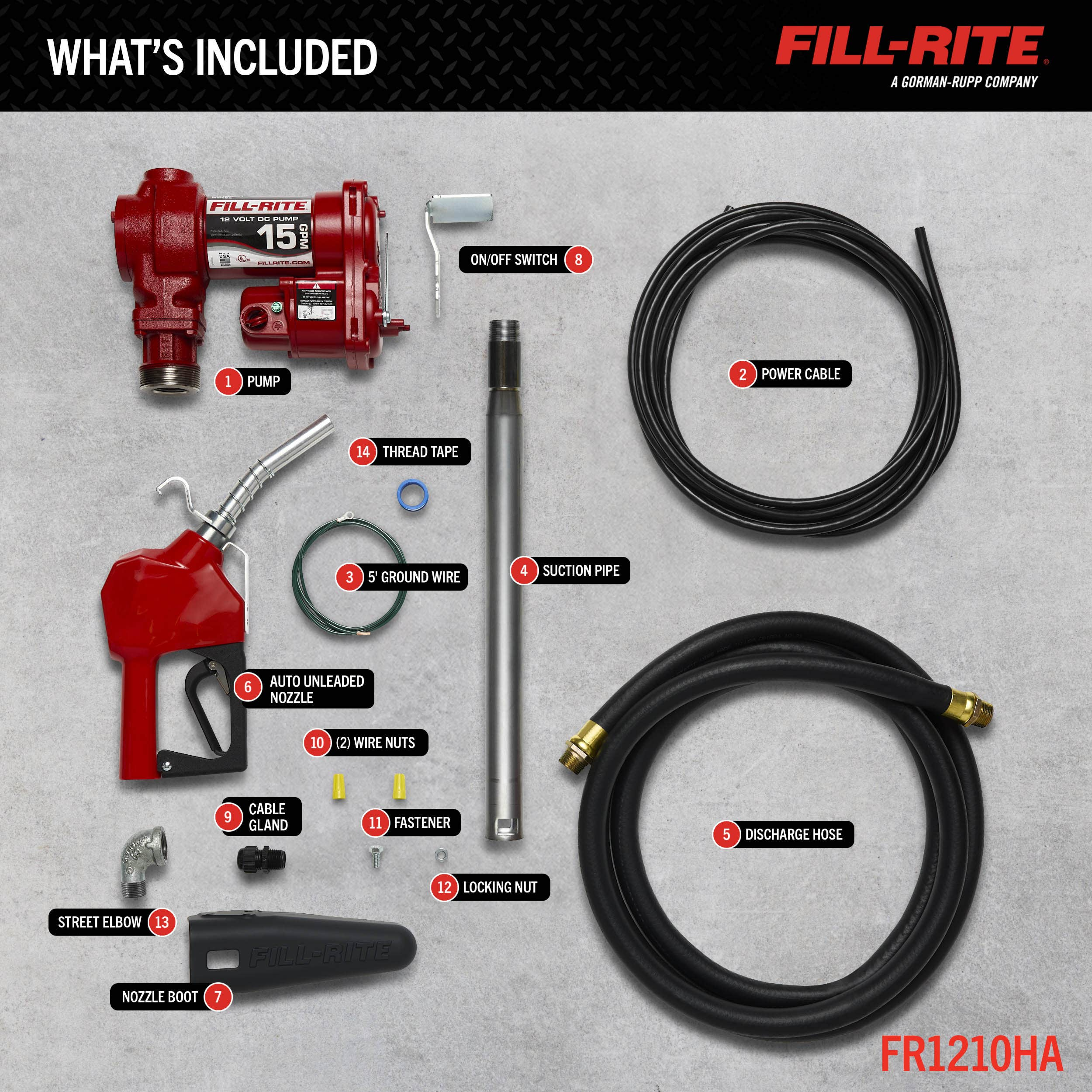 FILL RITE 12V DC 15 GPM Fuel Transfer Pump with Nozzle FILL RITE 12V DC 15 GPM Fuel Transfer Pump with Nozzle