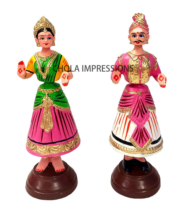 Chola Impressions Tanjore Dancing Doll pair Showpiece - 27 cm