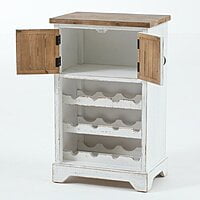 Farmhouse Wine Bar Cabinet with Storage | Rustic White Wood Liquor Rack Farmhouse Wine Bar Cabinet with Storage | Rustic White Wood Liquor Rack
