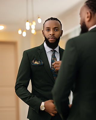 Forest Green Pinstripe Suit