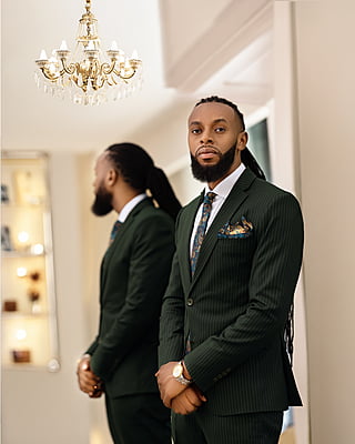 Forest Green Pinstripe Suit