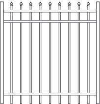 Fortress ATHENS 3-Rail Pressed Spear 48" High Gates-Gloss Black