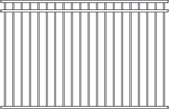Fortress ATHENS 3-Rail FT/FB AL Fence Panels-Gloss Black