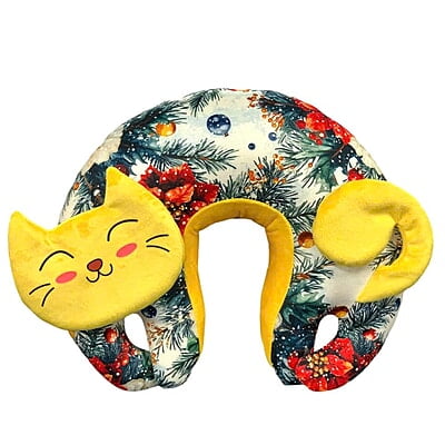 Gối Cổ Mèo Giáng Sinh - Thủ Công Nhồi Bông, Vải In Hoạ Tiết Gối Cổ Mèo Giáng Sinh - Thủ Công Nhồi Bông, Vải In Hoạ Tiết