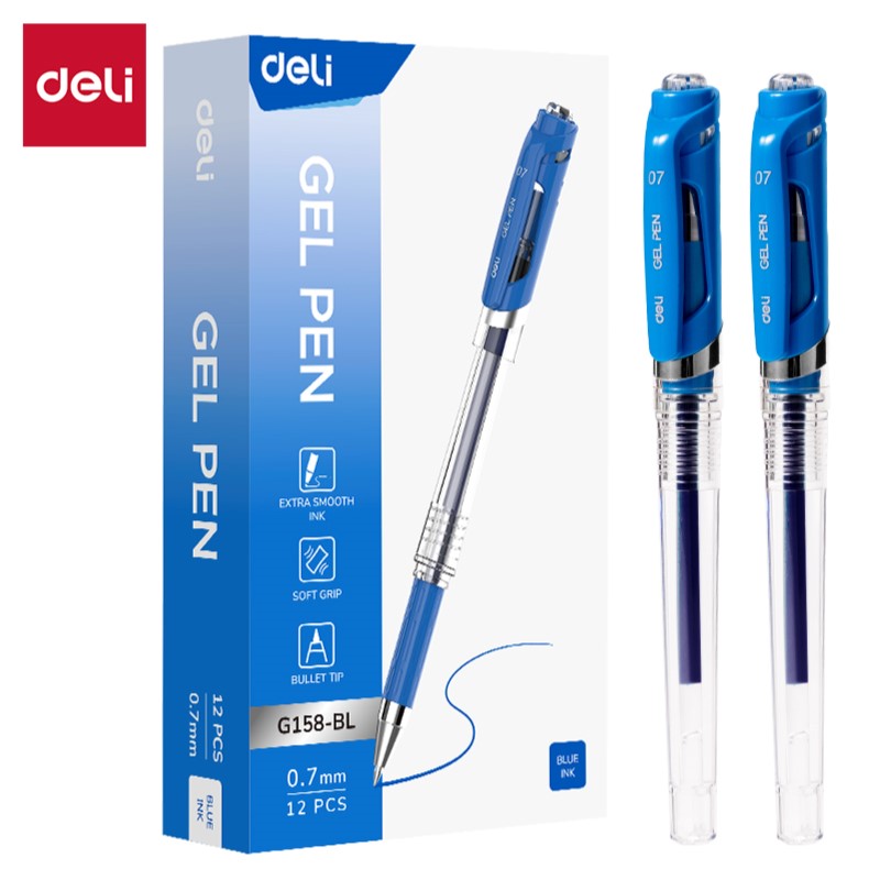 DELI G158-BL 0.7MM SOFT-GRIP GEL PEN BLUE DELI G158-BL 0.7MM SOFT-GRIP GEL PEN BLUE
