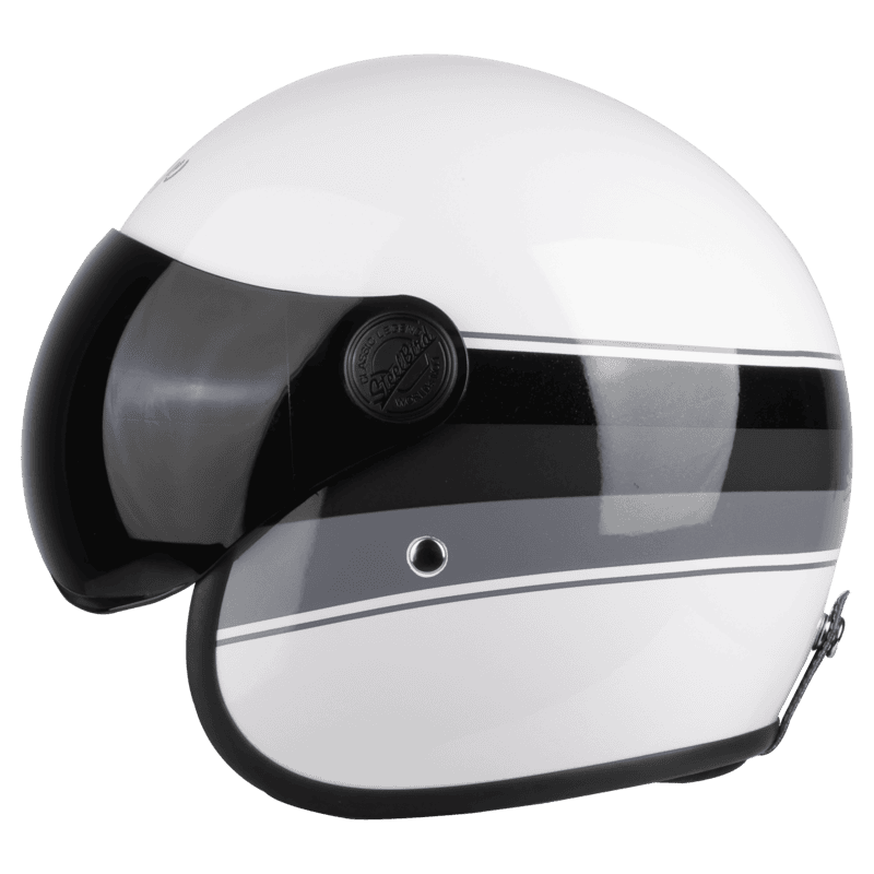 STEELBIRD SBH-54 VINTAGE S1 MATT WHITE/GREY C/V 600 MM (SMALL VISOR)