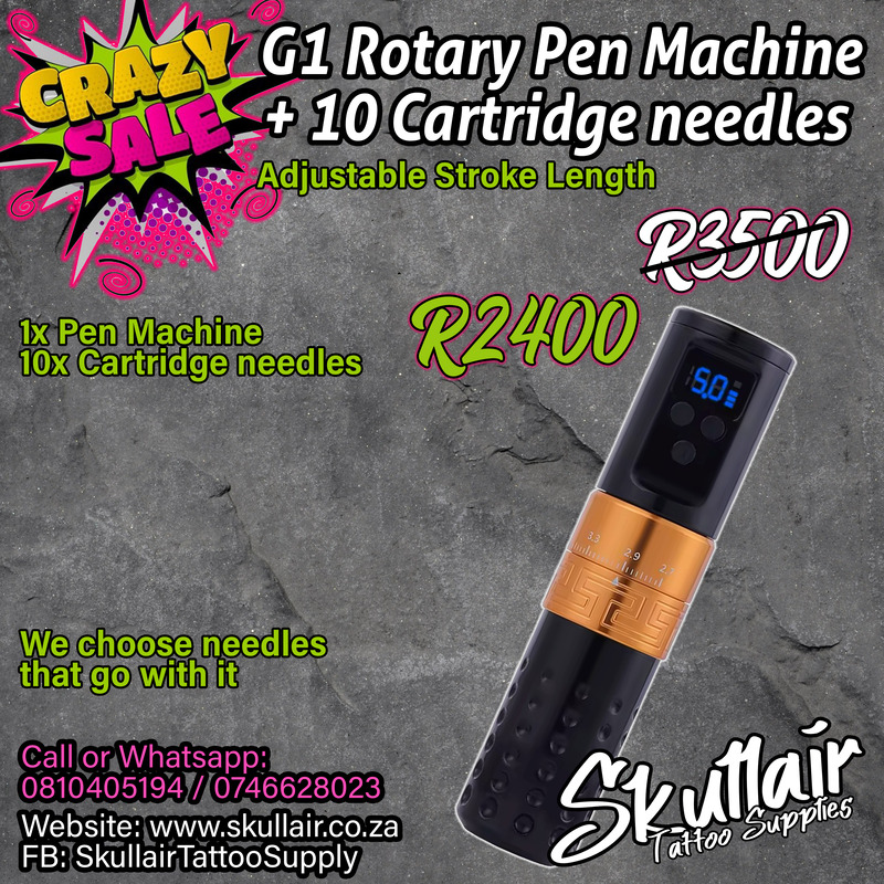 G1 Adjustable wireless stroke length tattoo pen