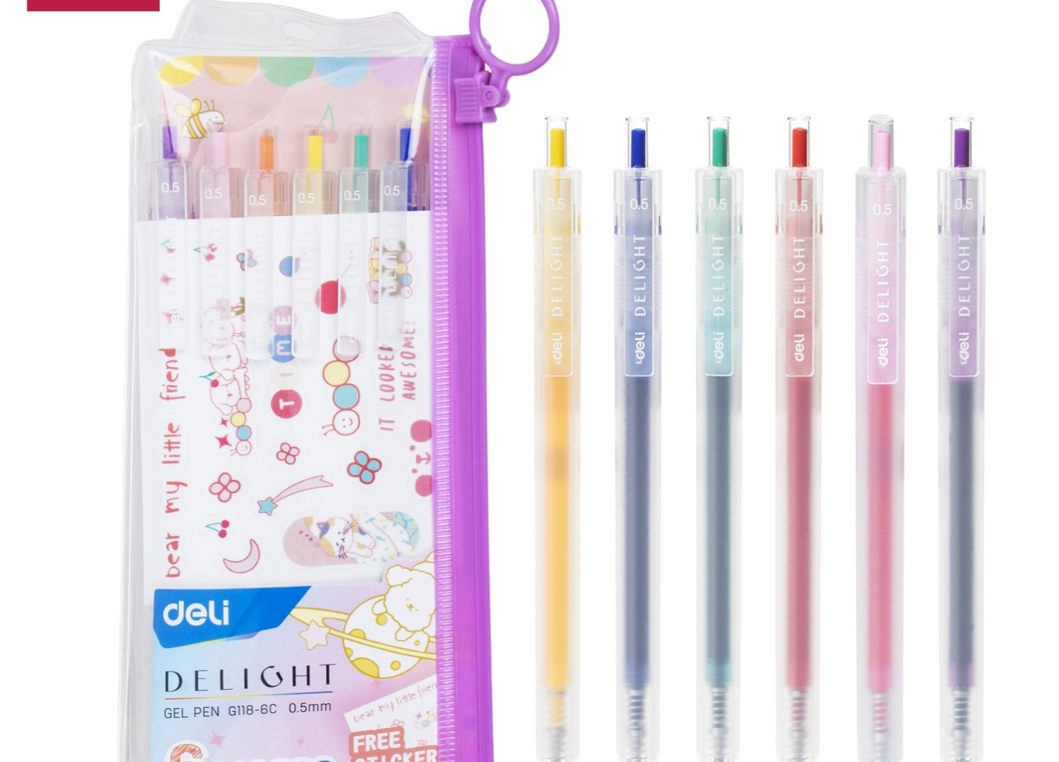 DELI G118-6C DELIGHT RETRAC.GEL PEN SET/6 0.5MM DELI G118-6C DELIGHT RETRAC.GEL PEN SET/6 0.5MM