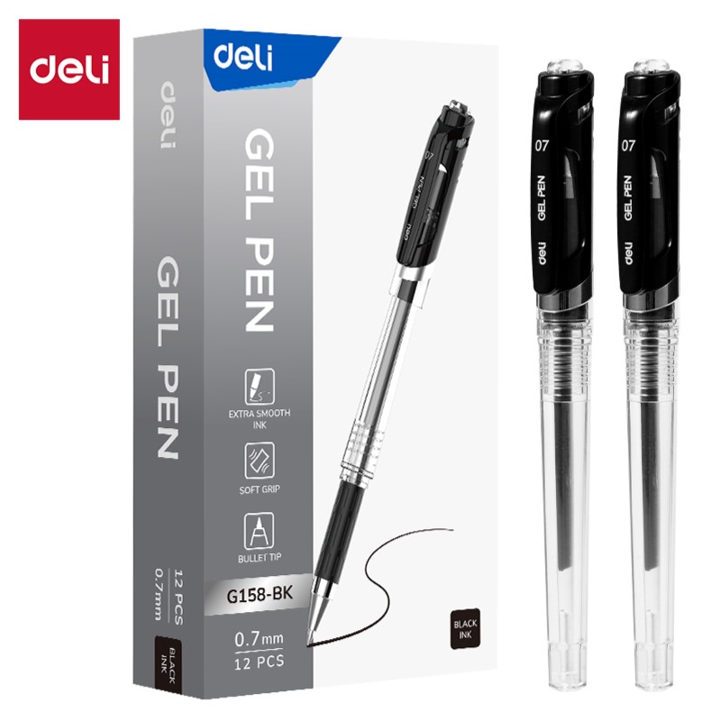 DELI G158-BK 0.7MM SOFT-GRIP GEL PEN BLACK DELI G158-BK 0.7MM SOFT-GRIP GEL PEN BLACK
