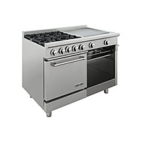 Estufa de 4 quemadores plancha doble y horno
