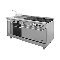 Estufa universal estándar con 4 quemadores horno asador plancha freidora y gratinador