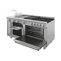 Estufa universal estándar con 4 quemadores horno asador plancha freidora y gratinador