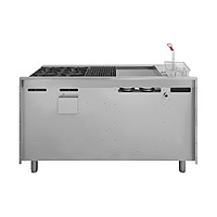 Estufa universal estándar con 4 quemadores horno asador plancha freidora y gratinador