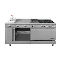 Estufa universal con 4 quemadores horno asador plancha doble freidora y gratinador