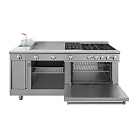 Estufa universal con 4 quemadores horno asador plancha doble freidora y gratinador