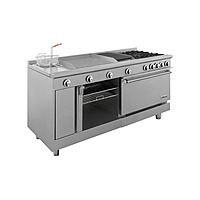 Estufa universal con 4 quemadores horno asador plancha doble freidora y gratinador