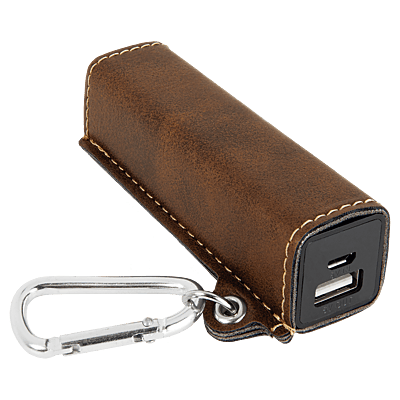 Personalized Rustic/Gold Laserable Leatherette 2200 mAh Power Bank with USB Cord